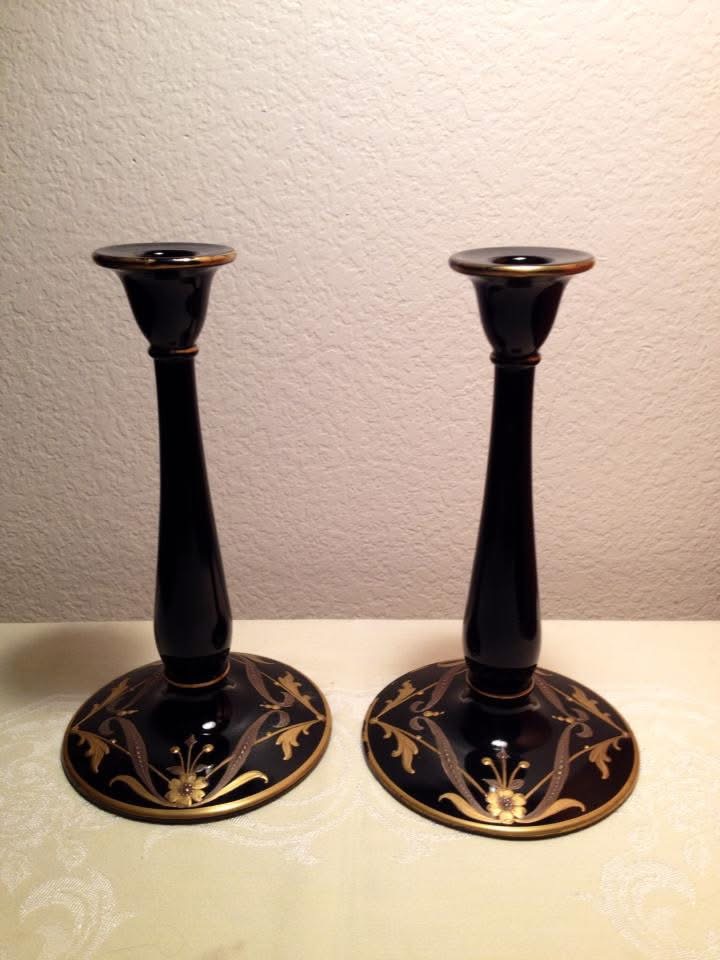 1042 Candleholders Black / Gold Decoration