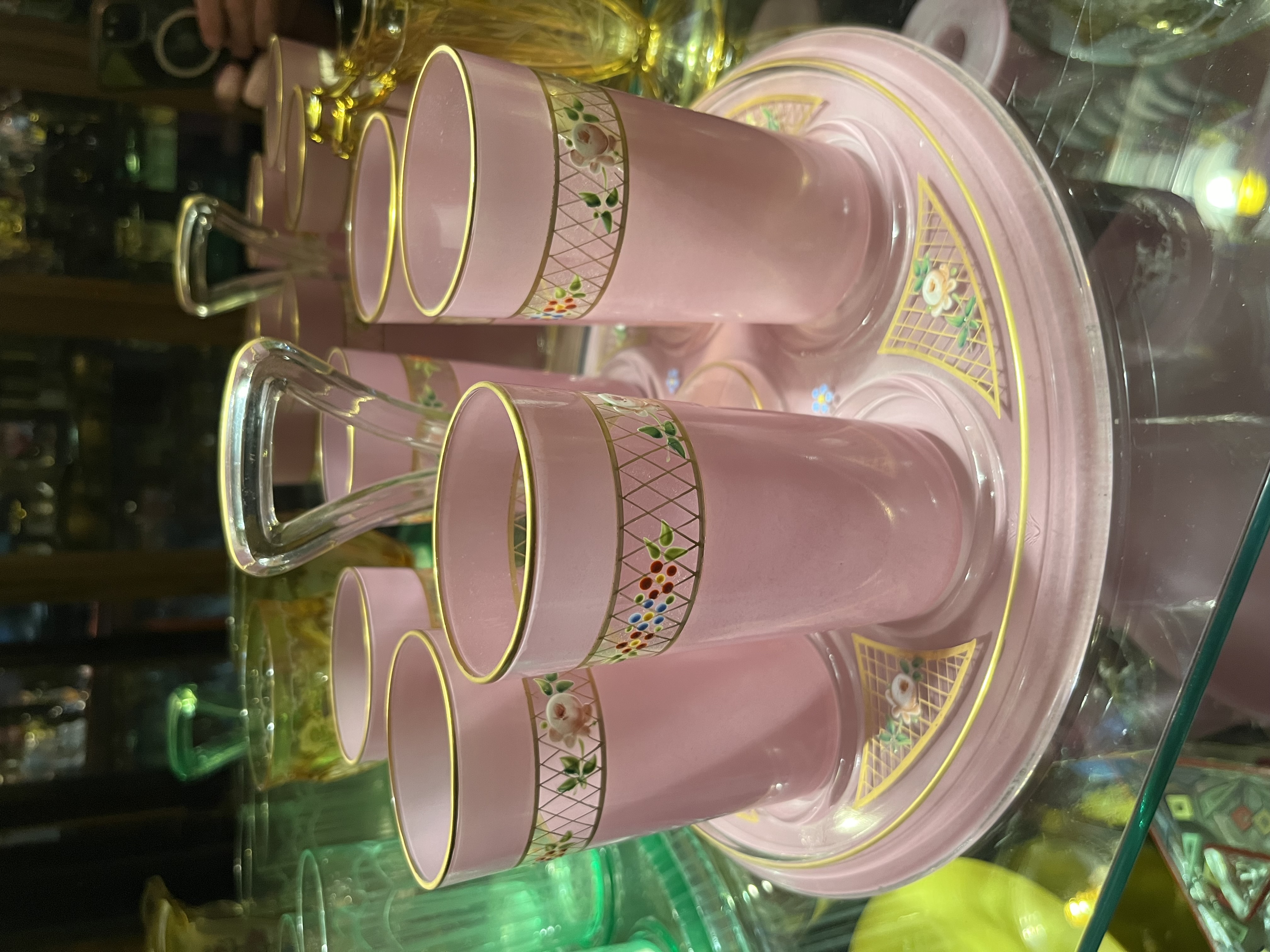 Line 1820 Lemonade Set Lilac Cased with Roses on Gold Trellis