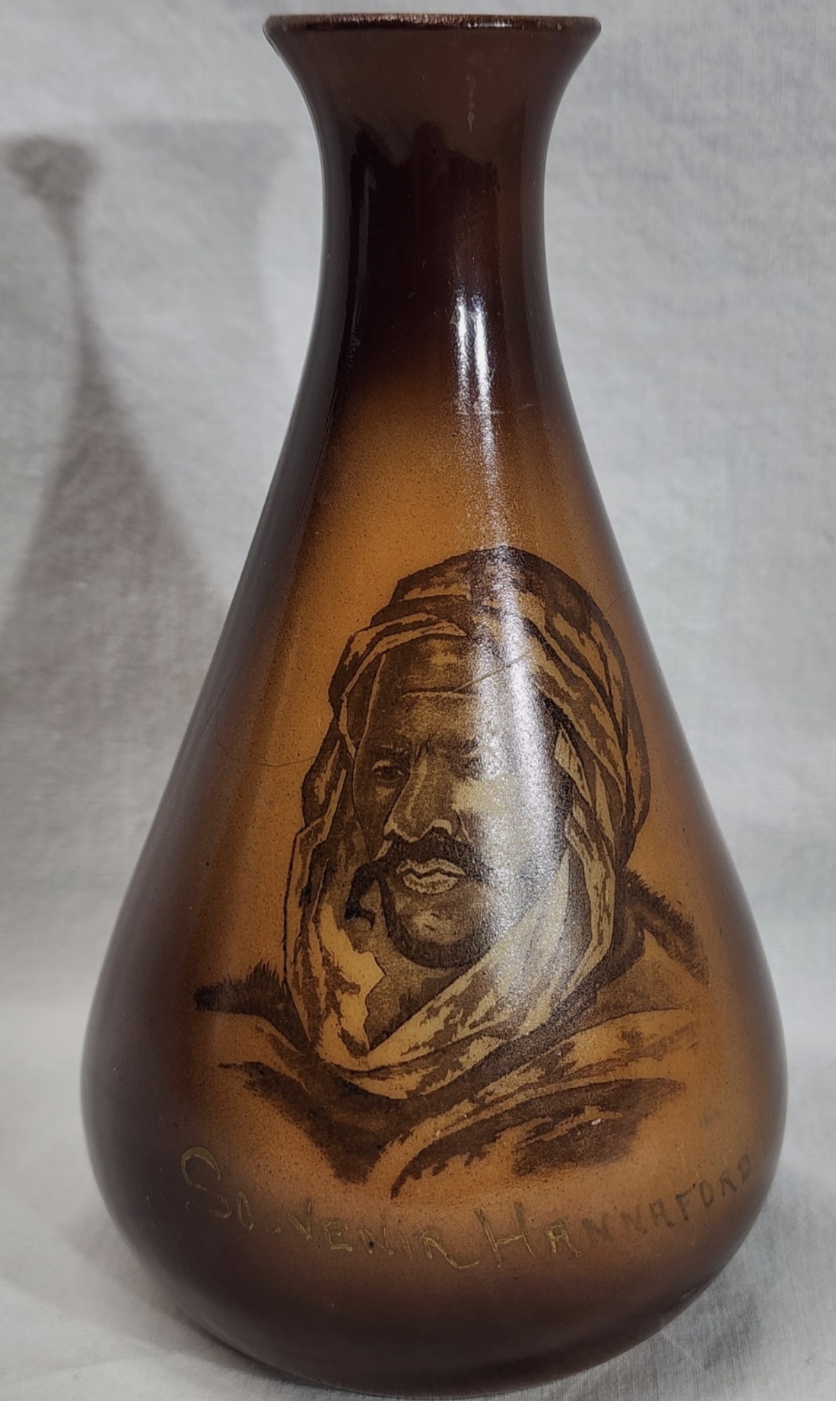 Large Pottery Effects Volcano Vase Arab Man