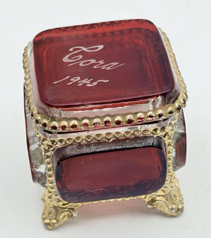 Victorian Trinket Box Ruby Stain (Various Examples Shown)