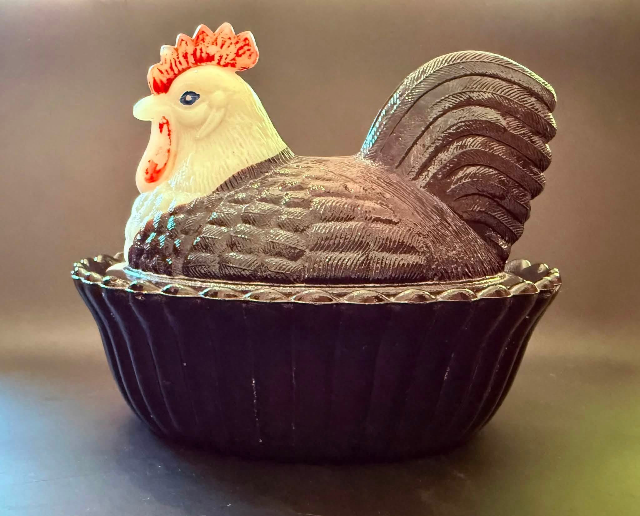 Rooster on Basketweave Base Purple Base / Purple Top / White Head 