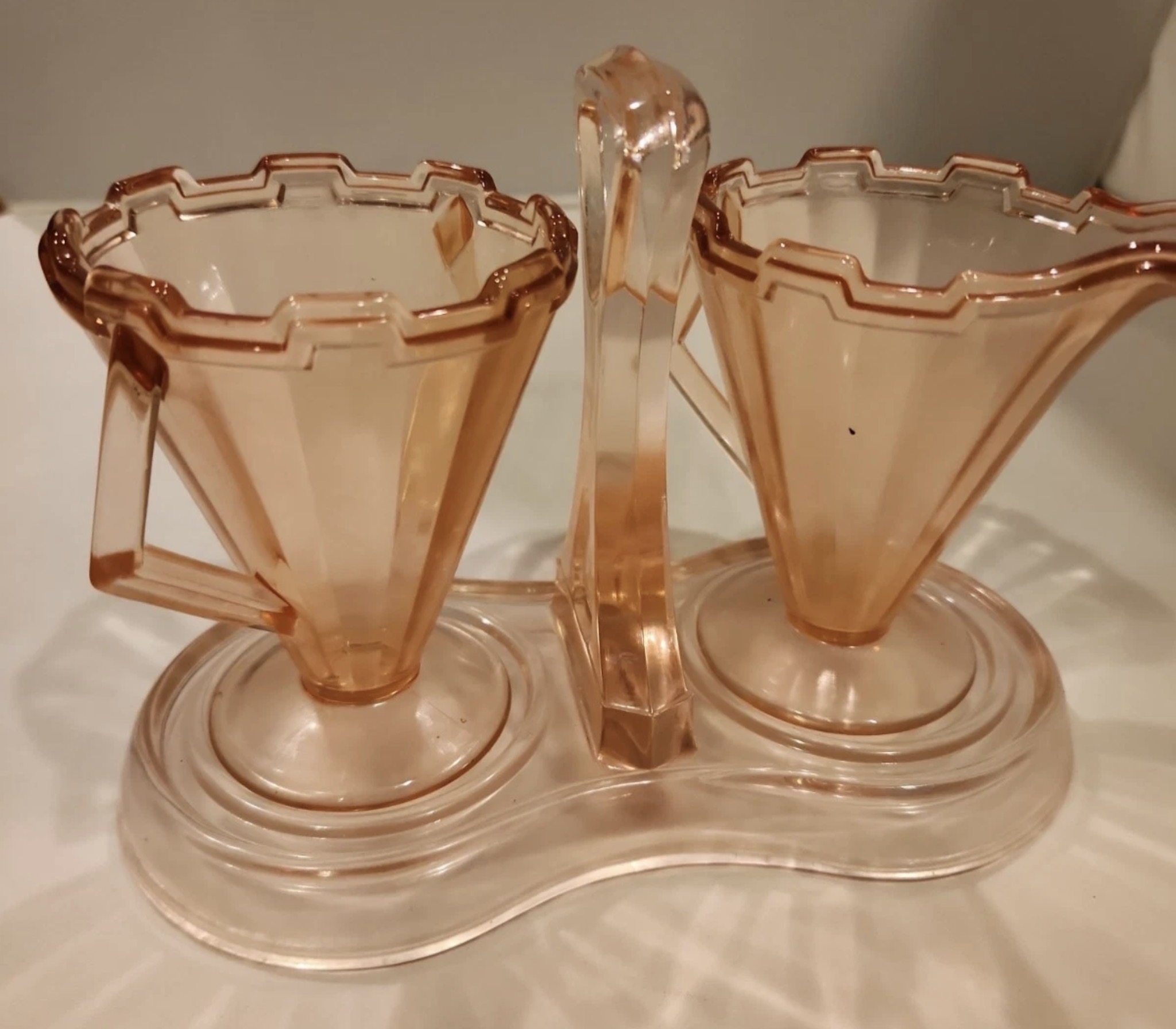 Modernistic Creamer Sugar Handled Tray Roselin